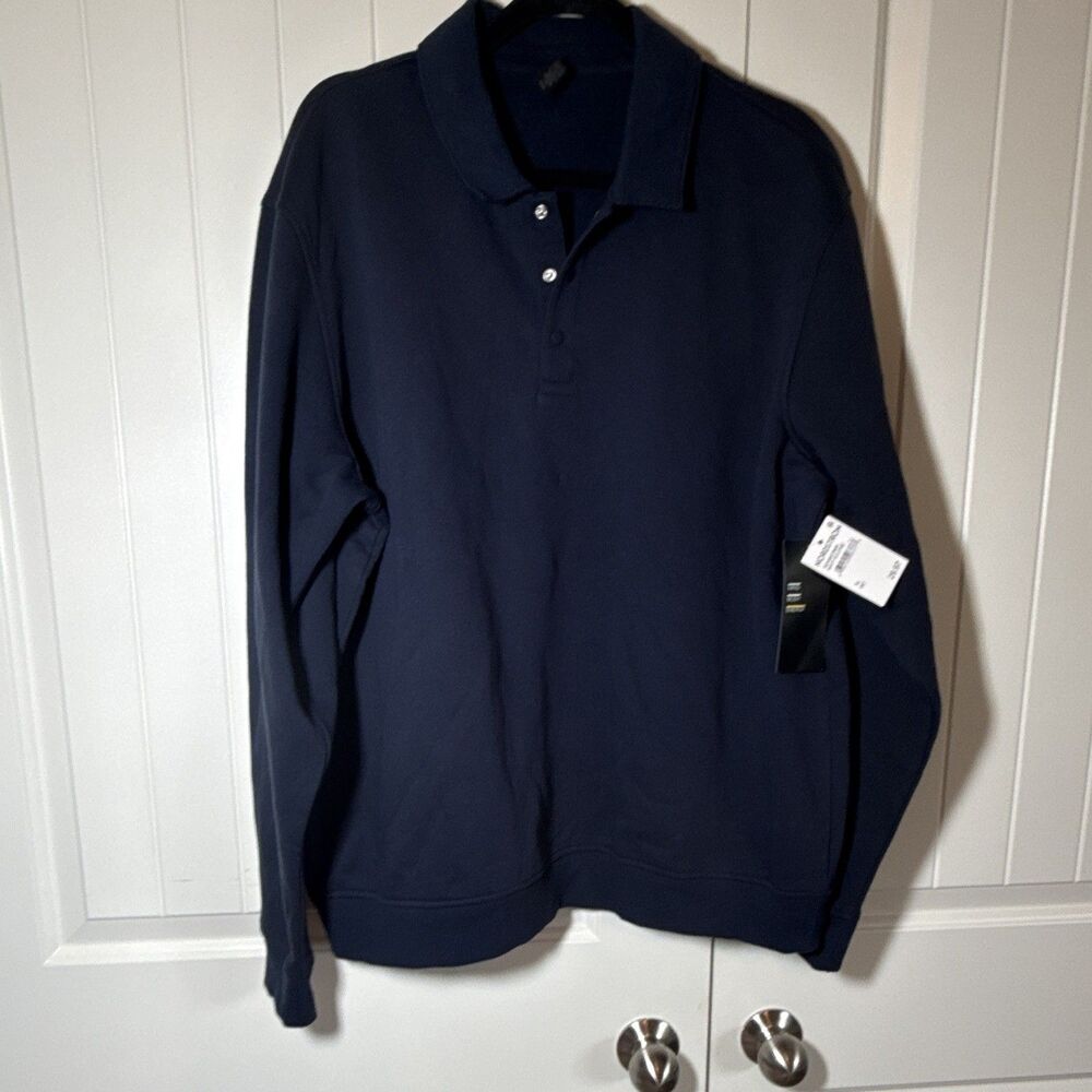 Z by Zella Men's Blue Collared Snap Placket Fleece Pullover Sweatshirt XL